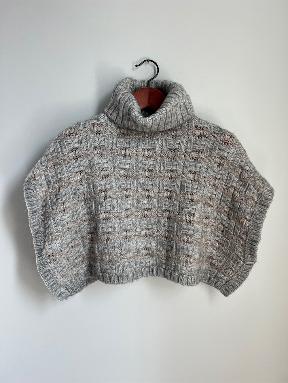 Gap | Kids Basketweave Poncho Marbled Gray Heather Knit Sweater #838530-00 Sz S